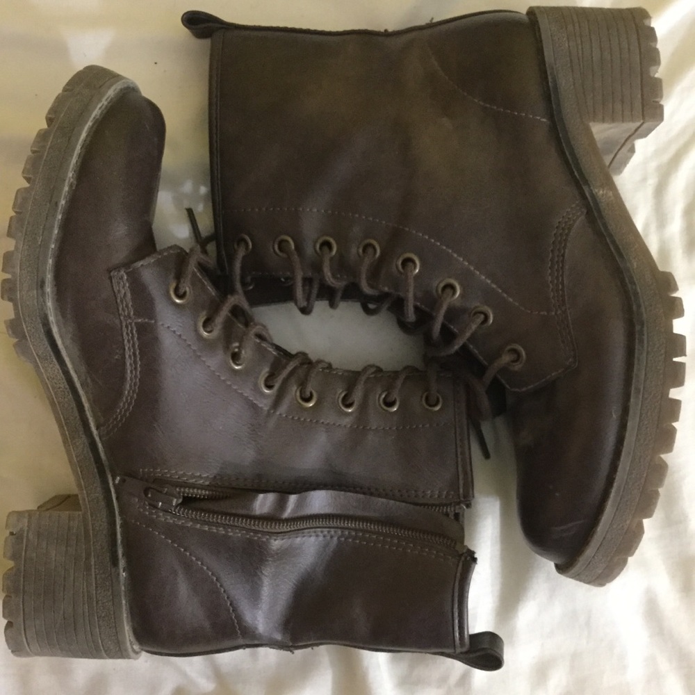 Brown Leather Combat Boots